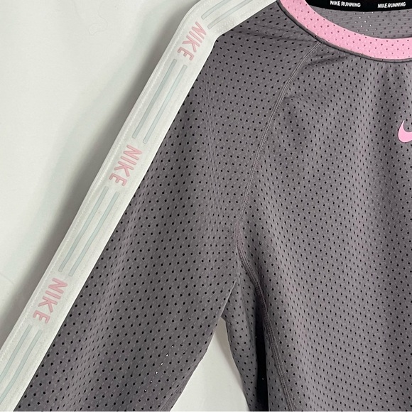 Nike Cropped Running Top Women's Gunsmoke/Pink Athleisure Activewear Gym Sz S - Picture 5 of 7
